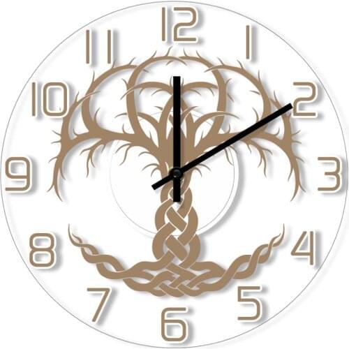 Celtic Tree Of Life Silent Wall Clock Modern Design Norse Yggdrasil Family Tree Minimalist Wall Clock For Living Room Boho Gift