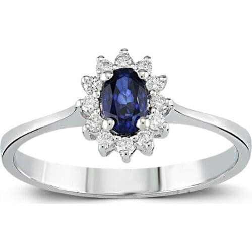 Symbol Gold 0.44 Carat Diamond Sapphire Ring Baguette Chic Jewelry Lover Rings Engagement Anniversary Wedding For Women