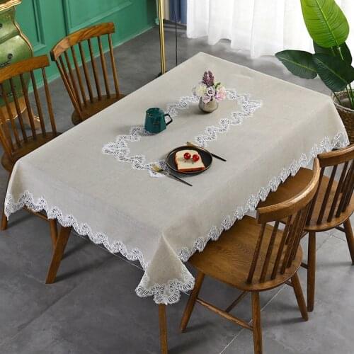 TableCloth European Style Lace Embroidery Linen Table Cloth for Home Hotel Wedding Round RectangleTable Cover