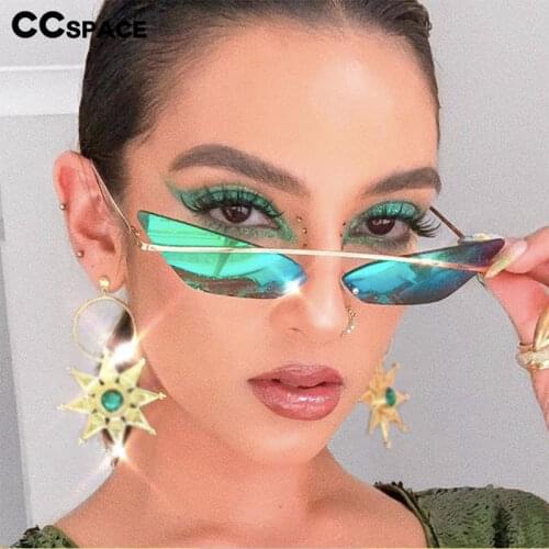 47606 Small Cat Eye Sunglasses Women 2018 Fashion Shades UV400 Single Beam Rimless Vintage Brand Glasses Oculos