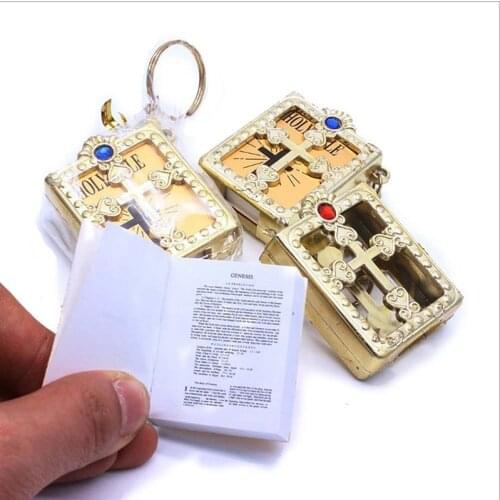 Mini Holy Bible Key Chain Book Keychain Religion English Version Christian Jesus Key Ring Keyring Gift Prayer God Bless