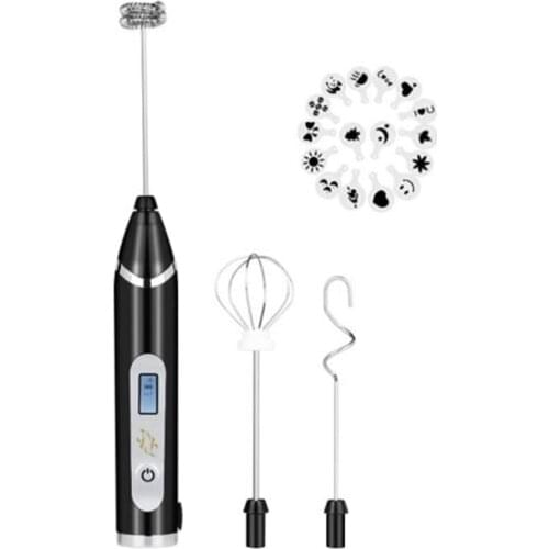 Milk Frother Handheld USB LCD Electric Adjustable 3 Speeds Hand Milk Foam Maker Mini Blender Drink Mixer for Coffee