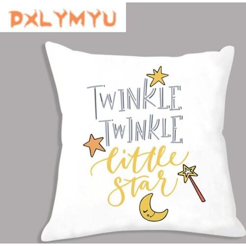 Soft Pillow Simple Cute Cartoon Phrase Printed Pillow Decorative Cushion for Sofa Kids Cushion Plush Pillowcase