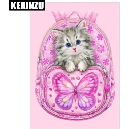 New 5D DIY Full Diamond Painting Cat And Butterfly Needlework Embroidery Cross Stitch Round Rhinestones Mosaic Kits Home Decor