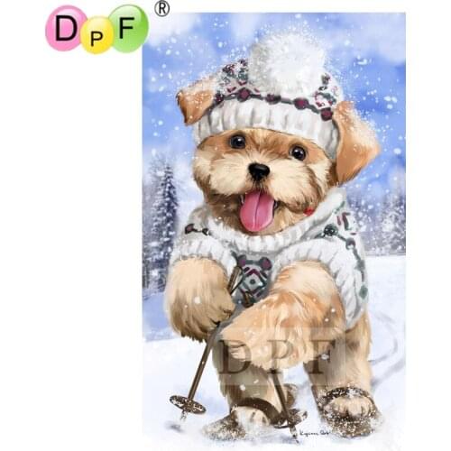 DPF diamond mocaic "Ski dog" 5D DIY Diamond Painting full square Diamond Embroidery Cross Stitch home decor wall painting