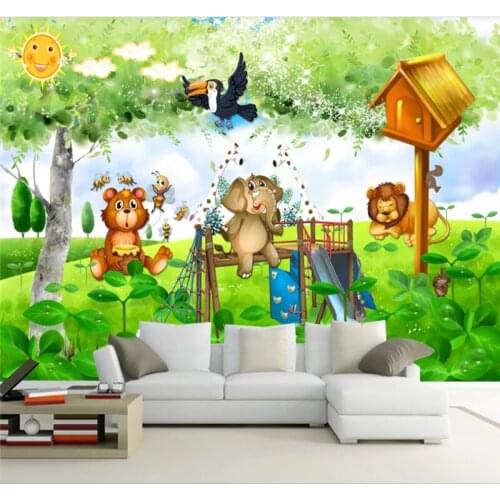 Custom 3D wallpaper mural animal story beautiful cartoon landscape childrens room childrens interior decoration painting