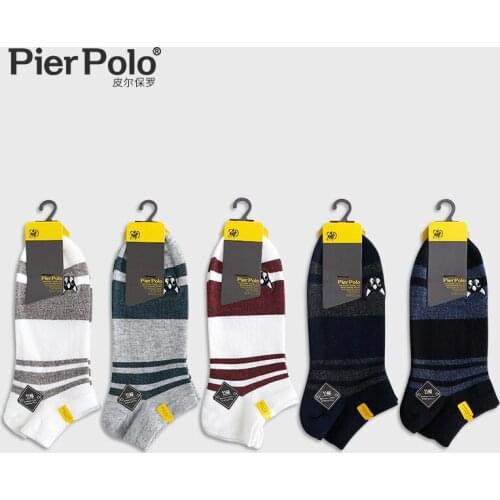 5 Pairs/lot PIER POLO Brand Striped Men Socks Summer Fashion Casual Bamboo Fiber Cotton Socks Men Soft Breathable Short Socks