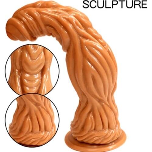 New Realistic Dildos Flesh Brown Black Dildo For Women Flexible Huge Penis with Textured Shaft and Strong Suction Cup Sex Toy