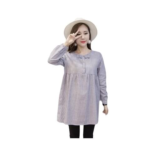 Pregnancy Clothes Long Sleeve New Maternity Dress Fashion Striped Shirts Bow Casual Dresses Pregnant Women Shirt Dress Tops