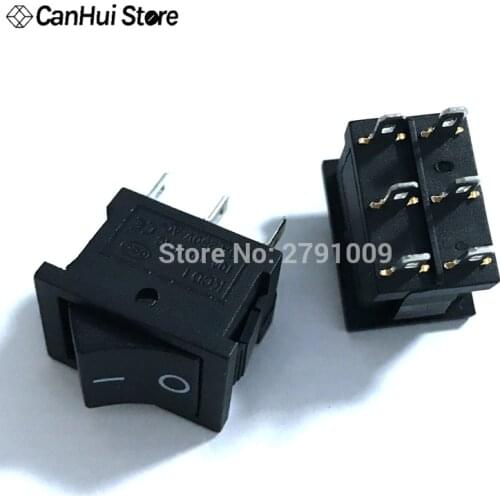 10pcs AC 6A/250V 10A/125V 6 Pin 21*15 mm DPDT ON/OFF 2 Position Snap In Boat Rocker Switch on off Switch KCD1 Black 21x15mm Hot