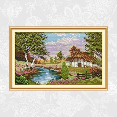 The scenery of the countryside 11CT Counted printed on Canvas DMC 14CT Cross Stitch Embroidery kits DIY crafts House wall Decor