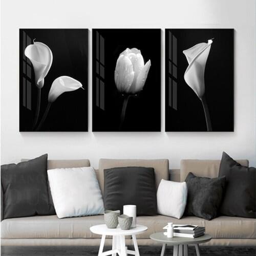 Minimalism Black And White Flowers Posters Modern Floral Plant Canvas Painting Home Decor Picture Print Wall Art For Living Room