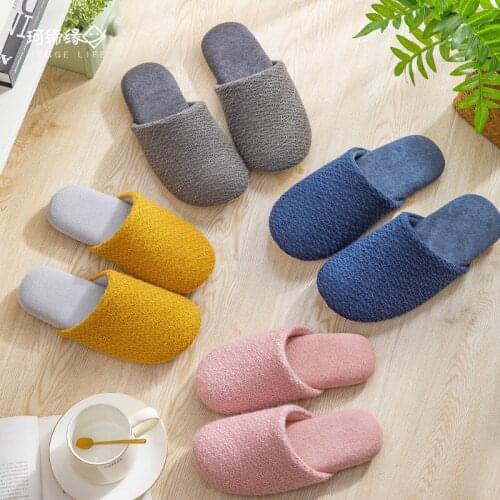 Simple Solid Color Knitted Fabric Soft Bottom Home Indoor Non-slip Silent Slippers