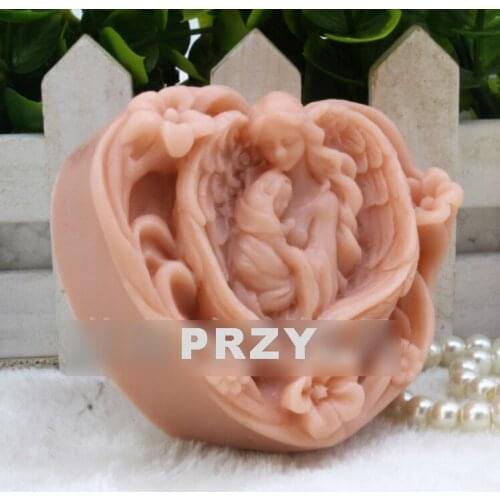 PRZY Silicone Mold Handmade Soap Mold Cake Mousse Mould Heart - Shaped Mother and Son Angel Molds Clay Molds Aroma Stone Moulds