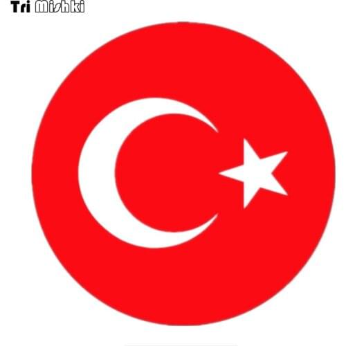 Tri Mishki 14*14cm Turkish flag turkey moon and star car sticker funny auto car stickers araba aksesuar HZX470
