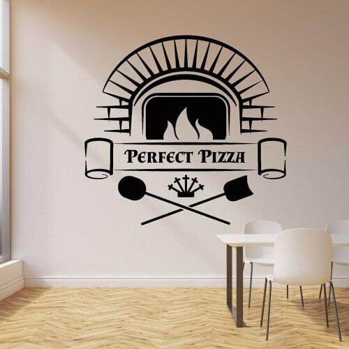 Pizza Logo Vinyl Wall Decal Pizza Pizzeria Store Window Sticker Bakery Italian Cuisine Art Mural Wallpaper For Restaurant m181