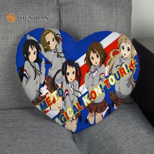 K-ON Heart Shape Pillow Cover Size 41x36cm,47x42cm High Quality Custom zipper Pillowcase Cover