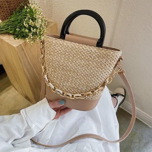 Women Casual Chain Shoulder Bag Fashion Summer Beach Bag Bohemian Straw Bag ML123