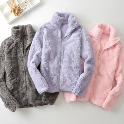 Merry pretty Winter Coral fleece coat womens fleece jacket double-sided fleece mens thickened Coats warm outwear