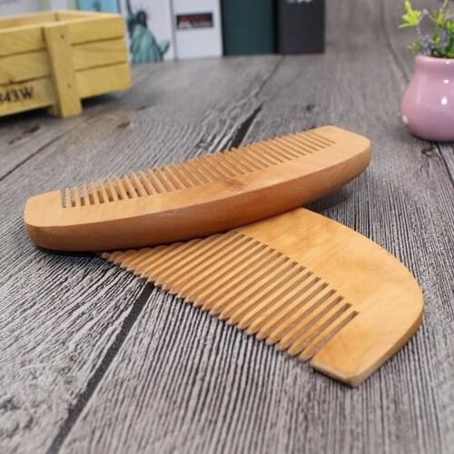 1 Pc Natural Peach Wood Comb Close Teeth Anti-static Detangling Beard Small Comb Head Massage Hair Brush for Travel