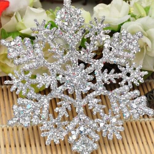 12Pcs/Set Sparkly Glitter Snowflake Christmas Ornaments Xmas Tree Hanger Garland Making Christmas Decorations