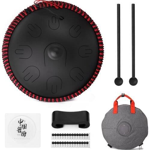 16 inch 9-Tone D Minor tones Steel Tongue Drum Hand Pan Drums with Drumsticks Percussion Drummers Musical Instruments percussion