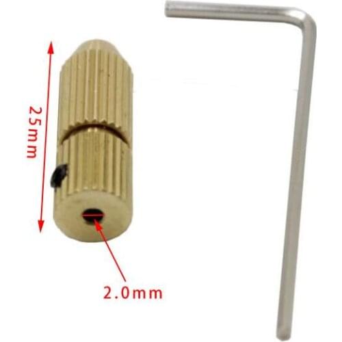 2.0mm Brass Electric Motor Shaft Clamp Fixture Chuck Mini Small For 0.8mm-1.5mm Drill Micro Drill Bit Clamp Fixture Chuck
