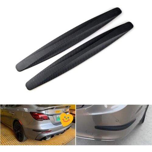 2pcs Car Bumper Protector Corner Guard Anti-Scratch Strips Sticker Protection Carbon Pattern Body Protector Molding Valance Chin