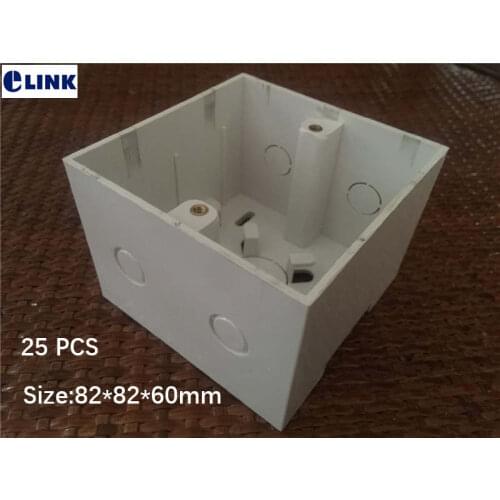 25 PCS FTTH home box embedded in wall box 86 fiber back abs face plate switch socket 82*82*60mm factory supply ELINK good level