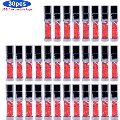 30pcs/lot Fashion Crystal USB 2.0 Memory Gift USB Flash Drive Diamond Memory Stick 64GB 32G 16GB 128g for Gift Personalize Logo
