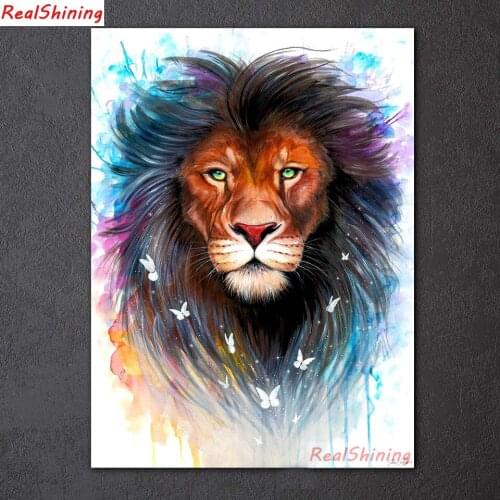 5D Diy Diamond Painting Cross Stitch full Square Diamond Embroidery Watercolor lion picture for room Decor H1826