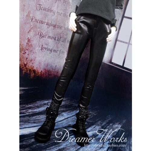 Free shipping 1/3 1/4 SD / BJD doll clothes black elastic leather pants bjd pants uncle