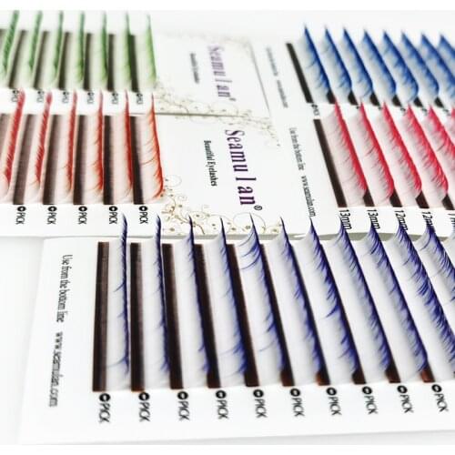 Color grafted eyelashes ombre purple blue two-color handmade artificial mink hair soft eyelash extension individual lashes