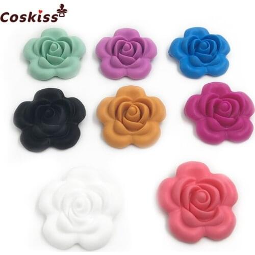 Baby Silicone Beads Teether Toys Teething Chew Flower Shaped Silicone (BPA Free) For Baby Necklace/Bracelet DIY Baby Teether Toy