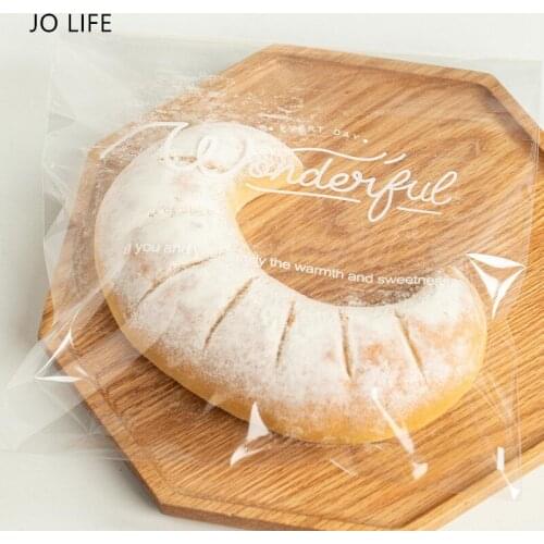 JO LIFE 100pcs Transparent Printed Self-Ahersive Bread Toaster Bags Wrapping Supplies Disposable Pastry Packaging Sandwich Bags
