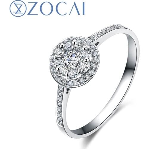 ZOCAI BRAND LOVE "2.0 CARAT EFFECT" 0.40 CT CERTIFIED 18K WHITE GOLD DIAMOND ENGAGEMENT RING W01094