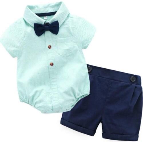 0-24M Baby Boys Clothing Set Cotton Baby Boy Romper Sets Infant Boy T-shirts+Shorts pants Outfits Sets Summer Gentleman Clothing