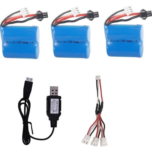 18350 Li-ion Battery and USB Chager for H100 H102 S1 S2 S3 S4 S5 High Speed RC Racing Boat Battery 7.4V 600mah SM2P PLUG Battery
