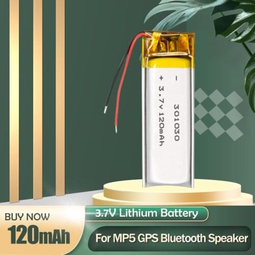 301030 3.7V 120mah Lithium Polymer Li-Po Li-ion Rechargeable Battery For Bluetooth Headset Smart Bracelet Lamp Flashlight Walkie