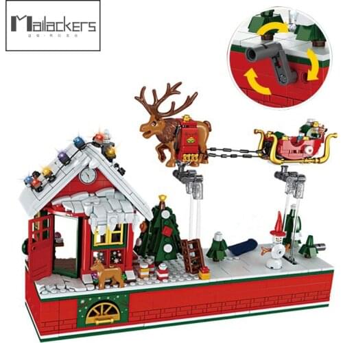 Mailackers Christmas Tree House Flying Christmas Party Train Building Blocks Bricks Educational Toys For Kids Xmas Gifst 940 PCS
