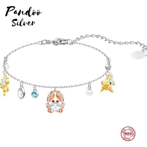 Fashion Charm Pure 925 Silver Original 1:1 Copy, Marine Life Crab Fun Full Of Exquisite Bracelet Female Luxury Jewelry Gifts