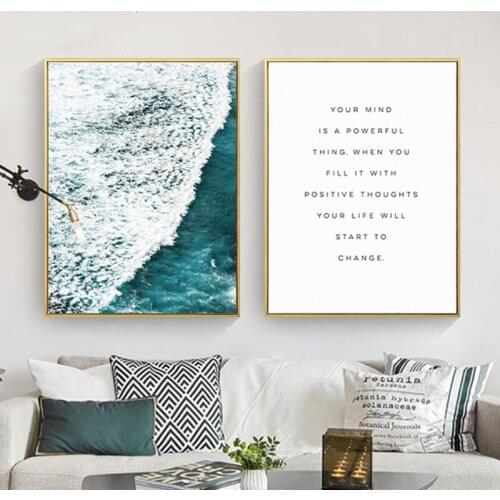 Nordic Canvas Painting Sea Wave Seascape Picture Wall Art Prints Poster Ocean Modern Minimalism Painting Living Room Decor