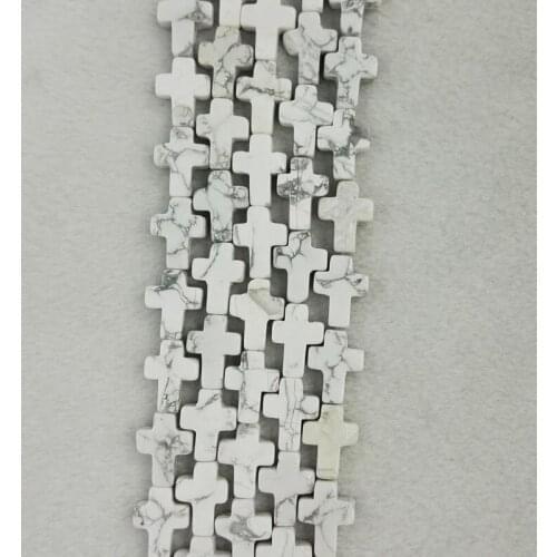 Wholesale fashion natural howlite cross stone pendants hot sell 12*16mm white pendants for Necklaces jewelry making 48pcs/lot