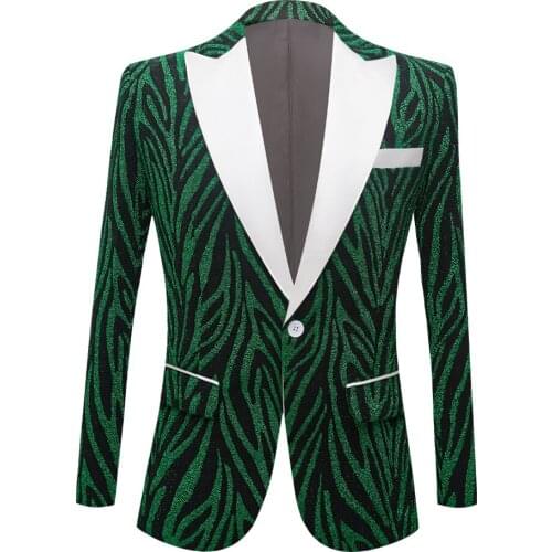 Mens Green zebra print suit coat Tuxedos Shawl Lapel Men Wedding Suits High Men Blazer Fashion Slim Fit Men Plus Size Business