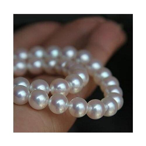 925 silver real natural big 8-9-10mm very strong natural pearl necklace round genuine send mother bag mail