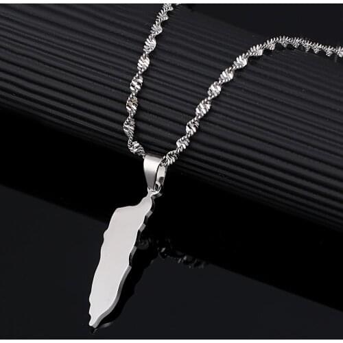 Stainless Steel Aruba Map Pendant Necklace Silver Color Caribbean Islands Maps Chain Jewelry