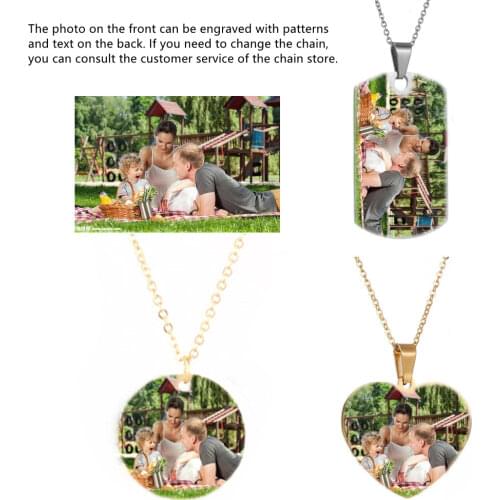 Custom Engraved Necklace Engrave Photo Name Necklace Stainless Steel Heart Pendant Personalized Name Photo Jewelry For Women