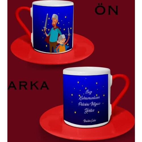 Personalized Fathers Day Themed Red Turkish coffee Cup 27-557