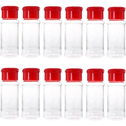 10/12/24pcs Plastic Spice Pot Seasoning Bottles Pepper Shakers Salt Jar Condiment Can Cruet For BBQ Kitchen Herb Spice Tools