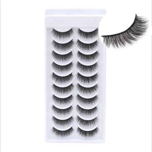 NEW 10pair Handmade 3d mink eyelash short False Eyelashes Cross Messy Dense Natural Eyelashes Stage Makeup False Eyelashes